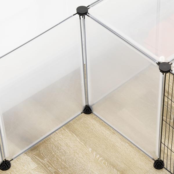 Recinto para Animais de Estimação DIY com 20 Painéis Parque para Pequenos Animais Modular 175x70x45 cm Translúcido