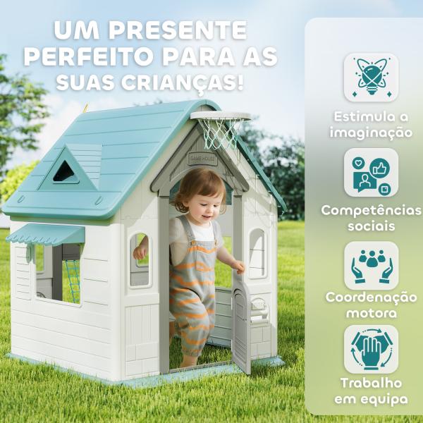 Casa de Brincar para Crianças 5 em 1 Casa de Jardim com Lançamento de Anéis Basquetebol Futebol Dardos 132x118x124 cm B