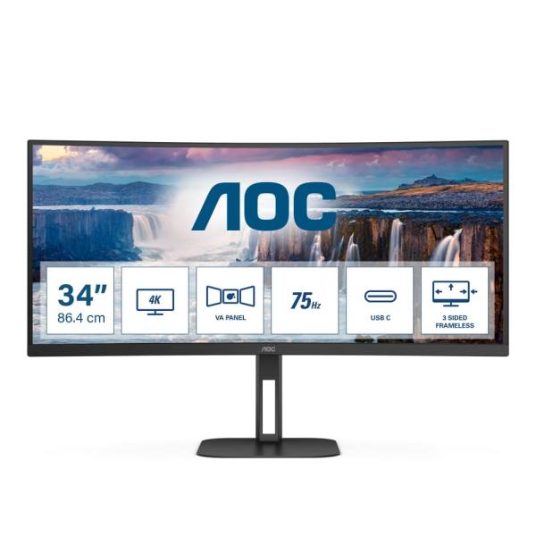 Monitor AOC VA 34" 21:9 WQHD CU34V5C/BK — Recondicionado