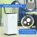 Desumidificador Elétrico 12L/dia Depósito 2,5L Silencioso com 5 Modos 2 Velocidades Ecrã LED e Temporizador 25x25x50,5 cm Branco