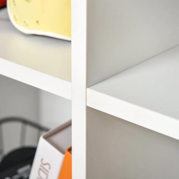 Estante para Livros Estante de Madeira de 3 Níveis com 6 Compartimentos de Armazenamento 65,5x30x97,5 cm Branco