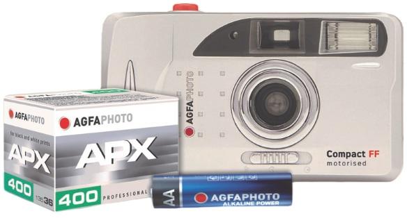 Pack Máquina Fotográfica Analógica Compact FF 35mm + Pilha AA + Rolo APX 400 - AGFAPHOTO