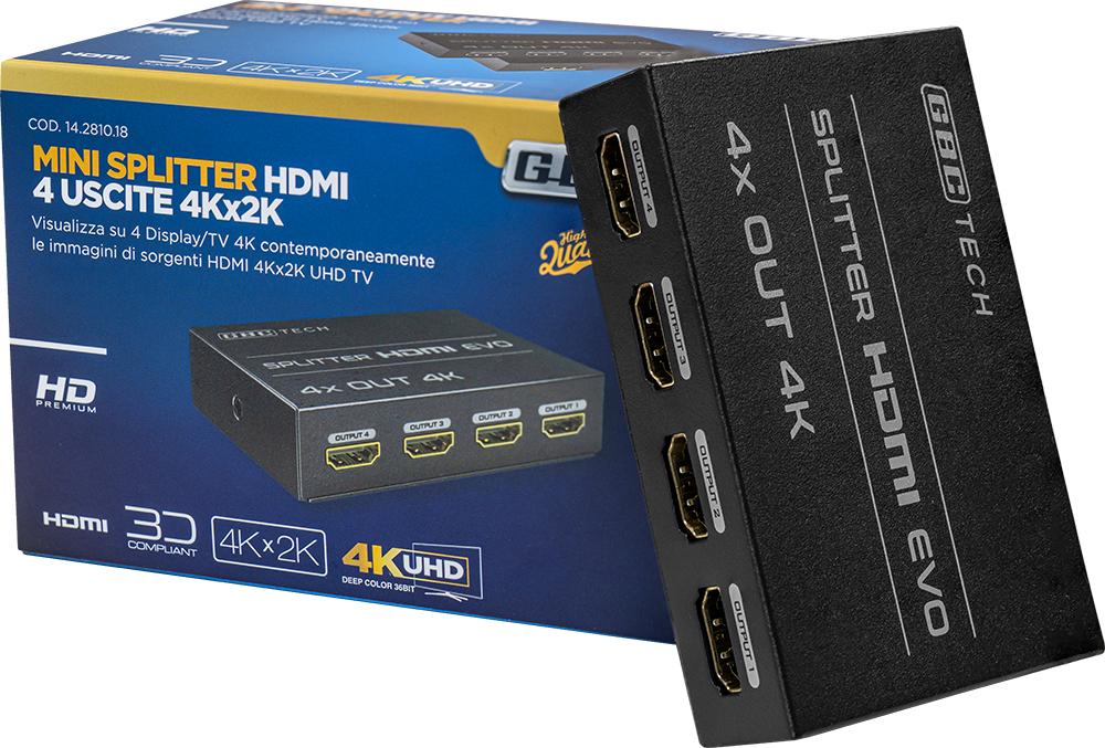 Distribuidor de Sinal HDMI 4K V1.4 (1 Entrada / 4 Saidas)