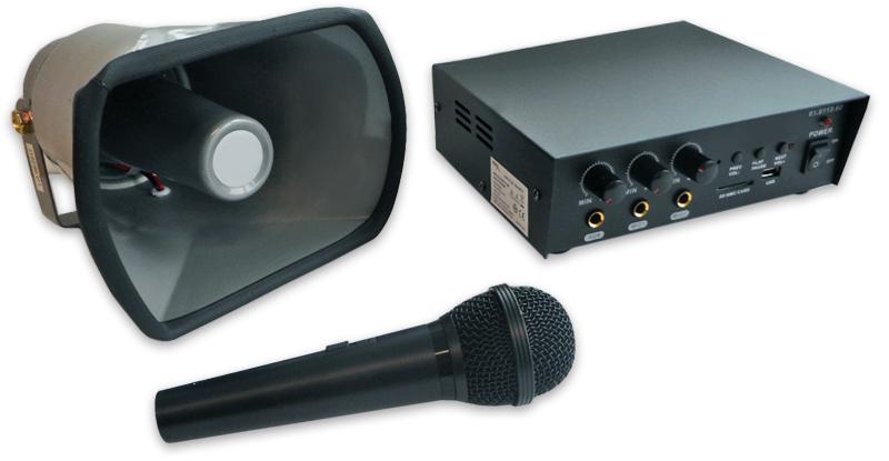Pack Amplificador PA 30W RMS 12/220V + Corneta 25W RMS + Microfone