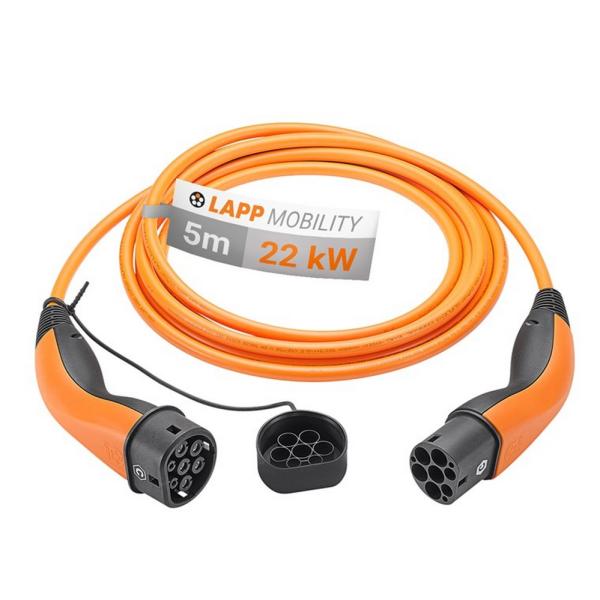 Extensão de Carregamento Trifásico p/ Carro Elétrico Tipo2 32A (22kW) IP55 5 mts - LAPP