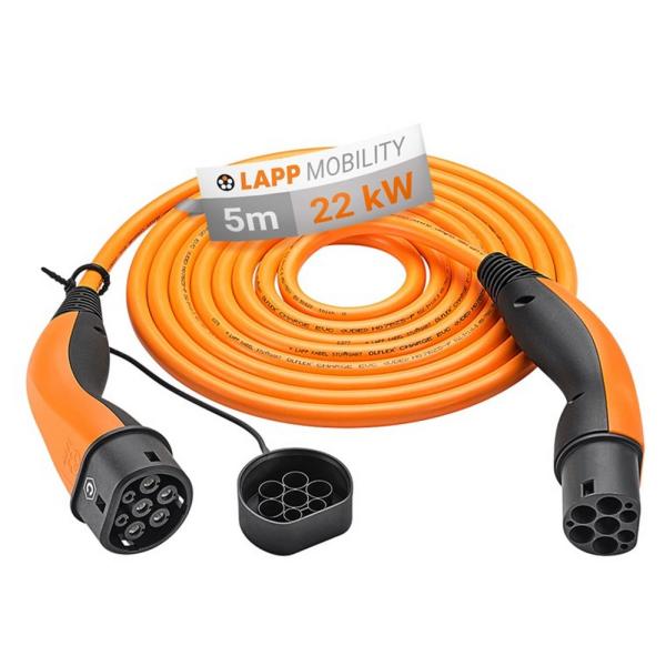 Extensão de Carregamento HELIX® Tifásico p/ Carro Elétrico - Tipo 2 32A (22kW) IP55 5 mts - LAPP