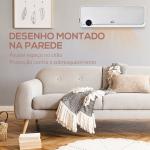 Aquecedor Cerâmico de Parede 1000W/2000W com Controle Remoto Tela LED Temporizador de 12h Termostato e Proteção contra Superaquecimento 56x18,5x11,7cm Branco