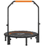 Trampolim Fitness Ø102 Trampolim Dobrável com Pega Ajustável em 4 Níveis Estrutura de Aço Preto e Laranja