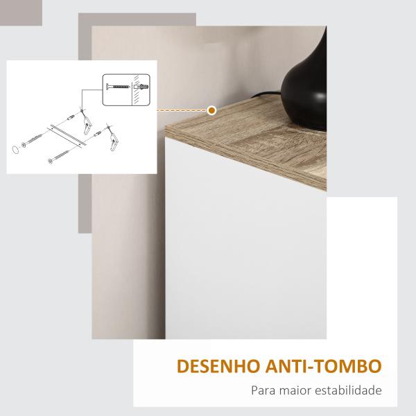 Armário de Sala de Estar Moderno Armário de Armazenamento com 2 Portas Prateleira Ajustável e Base Elevada 60x30x90 cm Branco