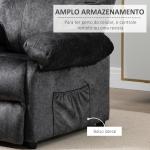 Poltrona Relax Reclinável com Apoio para os Pés Retrátil Encosto Alto Bolso Lateral Acolchoado Grosso 88x91x108 cm Preto