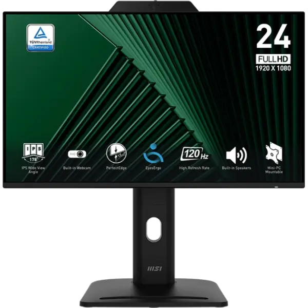 Monitor MSI MP242PMG 23.8" FullHD IPS 120Hz 4ms com Webcam 1xDP 1xVGA 1xHdmi Audio Hub Usb Ajuste em altura Pivot
