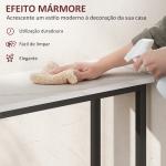 Mesa Consola Moderna Consola Estreita com Superfície com Efeito Mármore e Estrutura de Metal 75x24x76 cm Branco e Preto