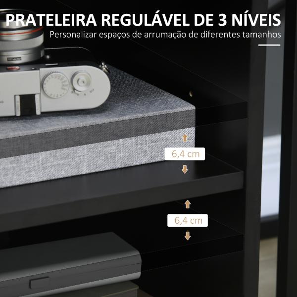 Armário de Escritório para Impressora Multifuncional com Prateleiras e Amplo Espaço de Armazenamento 60x50x65,5 cm Preto