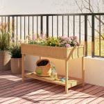 Horta Floreira de Madeira Mesa de Cultivo com Prateleira Inferior Floreira Elevada para Cultivo 110x46x76 cm Madeira