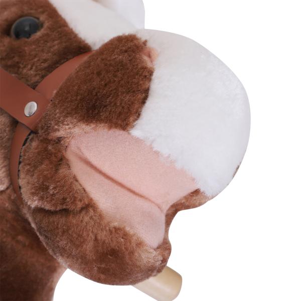 Cavalo de Brincar para crianças +3 anos com Pegas Estrutura Metálica e Base em Madeira Carga 40 kg 74x33x62 cm Castanho