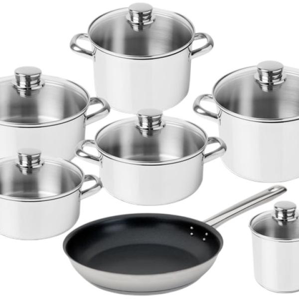 Conjunto de Cozinha Low Cost Essential Glass em Aço Inoxidável (7 Peças) - SILAMPOS