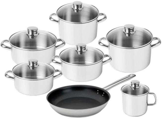 Conjunto de Cozinha Low Cost Essential Glass em Aço Inoxidável (7 Peças) - SILAMPOS