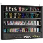 Vitrine de Parede de Madeira com Prateleiras Ajustáveis e 2 Portas Corredeiras de Vidro para Coleções Perfumes 80x9,5x60cm Preto