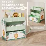Estante Infantil para Brinquedos com 6 Caixas em Tecido Não Tecido Organizador de Brinquedos de 3 Níveis 63x30x66 cm Verde