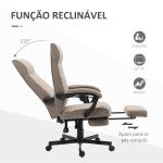 Cadeira de Escritório Reclinável com Altura Ajustável Apoio para os Braços Apoio para os Pés Retrátil 68x67x106 - 114cm Marrom