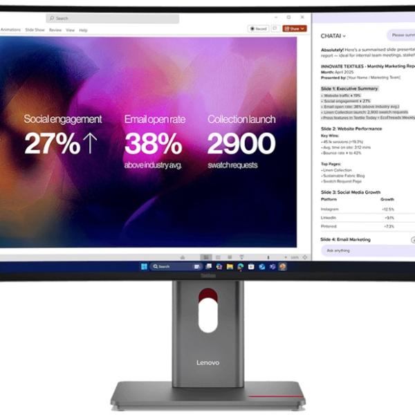 Monitor Curvo IPS 39,7 ThinkVision P40WD - 40 Wide Ultra HD (Eclipse Black) - LENOVO