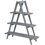 Suporte de Madeira para Plantas Dobrável de 3 Níveis com Estrutura em Forma de A para Jardim Pátio 100x36x112 cm Cinza