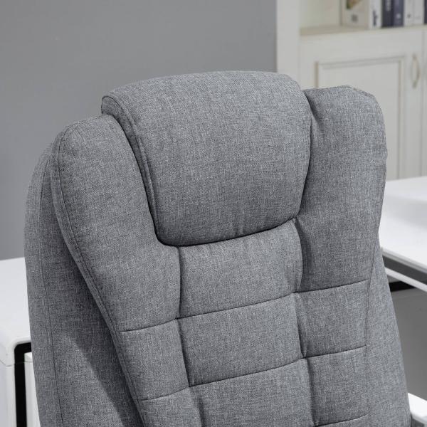 Cadeira de Massagem com 6 Pontos de Massagem Reclinável com Altura Ajustável e Função de Aquecimento 65x70x111 - 119 cm Cinza