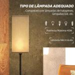 Candeeiro de Pé Moderno com Interruptor de Pedal, Abat - Jour Efeito Linho, para Sala, Preto, Lâmpada Não Incluída