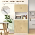 Armário de Cozinha com Gaveta 4 Portas e Prateleiras Interiores Ajustável em Altura Móvel 80x40x180 cm Madeira e Branco