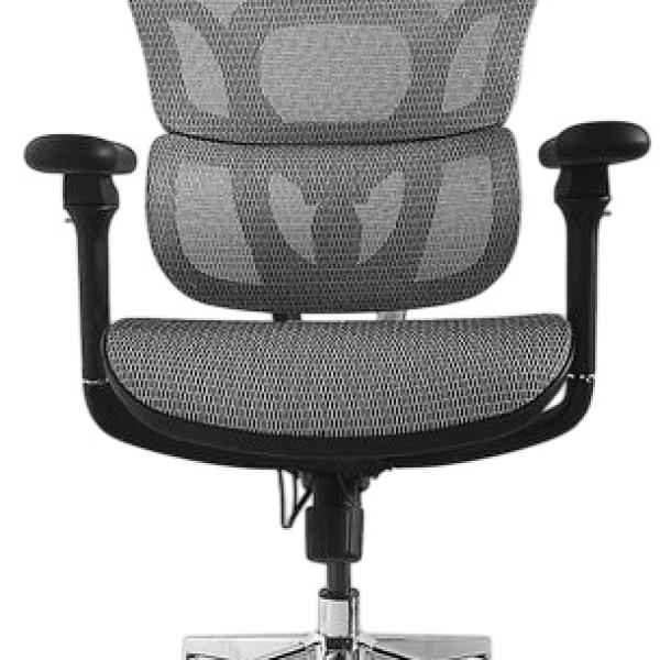 Cadeira de Escritório Ergonômica Premium c/ Apoio de Cabeça e Braços (Cinza) - EQUIP