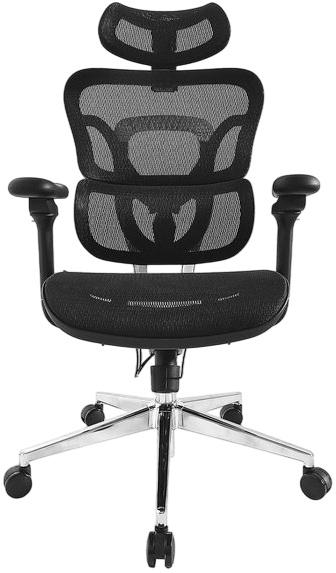 Cadeira de Escritório Ergonômica Premium c/ Apoio de Cabeça e Braços (Preto) - EQUIP