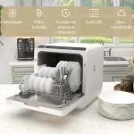 Máquina de Lavar Loiça Pequena Bancada Compacta Depósito de Água 6L 45x44x45,8cm Branco