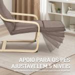 Poltrona Relax com Apoio para os Pés Ajustáveis Poltrona Estofada em Tecido com Estrutura de Madeira 66,5x94x100 cm Marrom