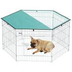 Parque para Animais de Estimação com 6 Painéis 59x60cm Dobrável Cerca para Animais de Estimação com Porta com Trava e Toldo Superior para Jardim Pátio Exterior Prata