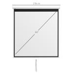 Tela de Projeção Manual de 99 Polegadas Tela de Projeção Portátil Formato 1:1 para Interior e Exterior 178x178 cm Branco