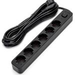Extensão Sextupla c/ Interruptor (5 mts) - Preto
