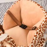 Baloiço para Crianças em Madeira com 32 Canções Cinturão de Segurança Girafa de Pelúcia 60x33x45 cm Marrom Claro
