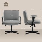Cadeira de Escritório com Apoios de Braço Rebatíveis Assento Altura Ajustável Função Basculante 76x70x85 - 97 cm Cinzento