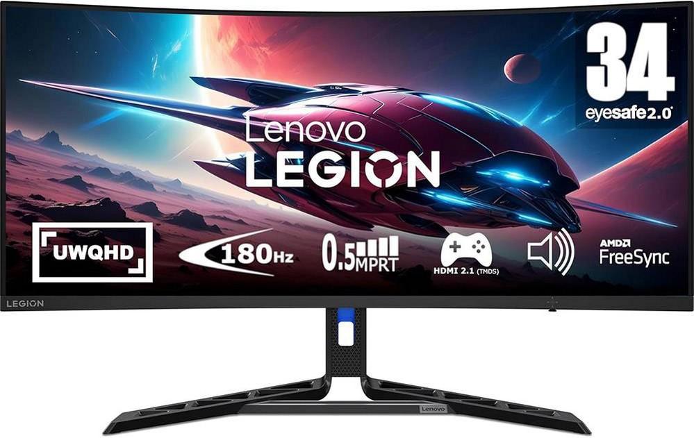 Monitor Curvo Legion R34w - 30 VA W - LED 34 UWQHD 21:9 180Hz FreeSync Premium - LENOVO
