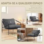 Poltrona Moderna Poltrona de Leitura Estofada em Couro Sintético Capas de Almofadas Removíveis 74,5x75x77 cm Cinza Carvão