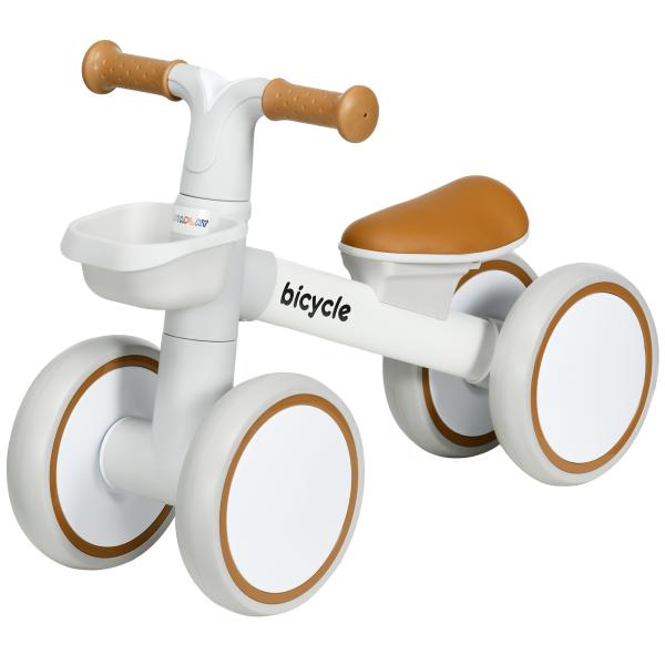 Bicicleta sem Pedais para Crianças de 12 - 36 Meses Bicicleta de Equilíbrio com Assento Ajustável 56x27x39 cm Marrom
