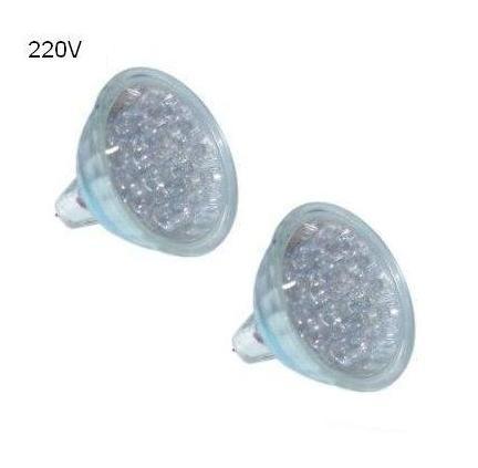 Blister 2x Lampadas 15 LEDs MR16 220V 1,2W Vermelho