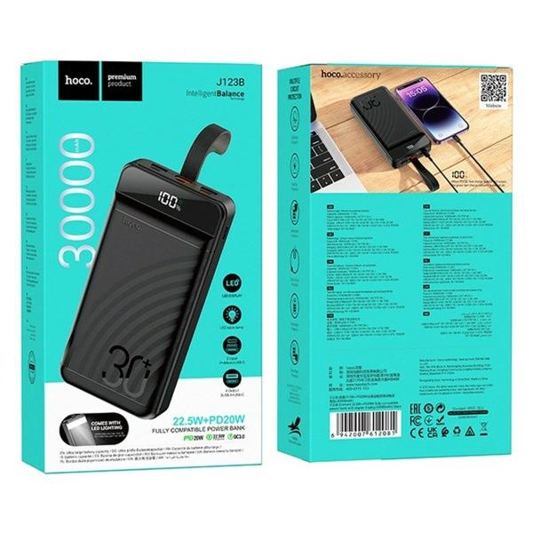 Powerbank Hoco J123B black Preto 30000 mAh