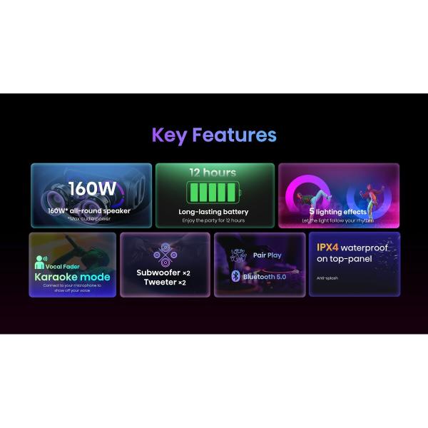 Altifalante Bluetooth Portátil Hisense Party Rocket 160 Preto 160 W