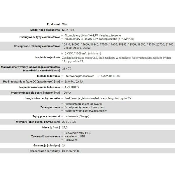 Carregador de pilhas Xtar MC2+