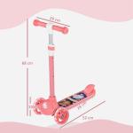 Trotinete para Crianças Trotinete com 3 Rodas LED Altura Ajustável Carga 25 kg 52x29x63 - 76 cm Rosa