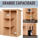 Armário de Jardim de Madeira para Ferramentas com 3 Prateleiras Interiores Porta com Trava e Teto Asfáltico 75x56x115cm Madeira