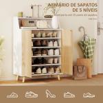Sapateira para Entrada com Prateleiras Ajustáveis para 15 Pares de Sapatos 75x35x104 cm Branco e Madeira