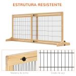 Barreira de Segurança para Cães de Madeira Extensível com Pés de Suporte Barreira de Proteção para Animais de Estimação para Portas Escada Corredor 104 - 183x36x69cm Natural
