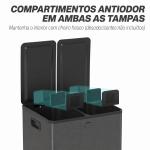 Papeleira de Cozinha em Aço Inoxidável com 2 Compartimentos 2x20L Pedal, Tampas de Fecho Suave e Balde Removível Preto